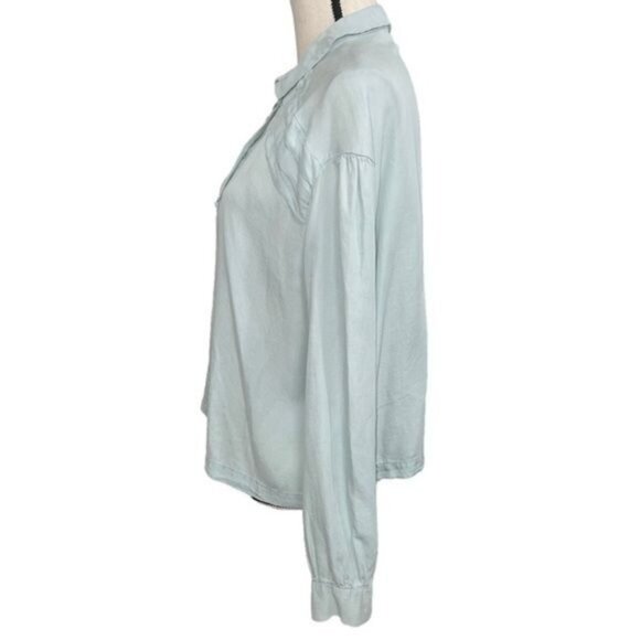 Zara Trafaluc Womens Long Sleeve Button-Up Shirt Large Light Blue Casual Top - Picture 3 of 6